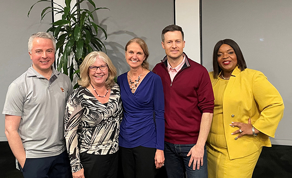 Hon. Diane Gross (second from left) with (from left) Mark Lemke (JD 2000), Professor Lisa Klerman, Martin Sullivan (JD 2010) and Angela Reddock-Wright, who provide supervision to Mediation Clinic students.